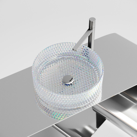 Раковина стеклянная Ceramica Nova CRISTAL CN6059 40х40 накладная цвет прозрачный без отверстий под смеситель